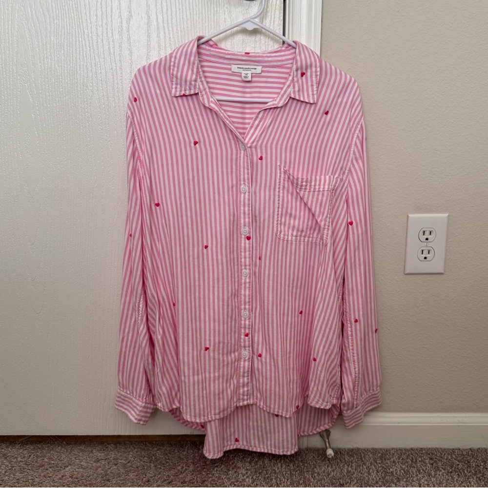 Beachlunchlounge Pink and White Striped Top
